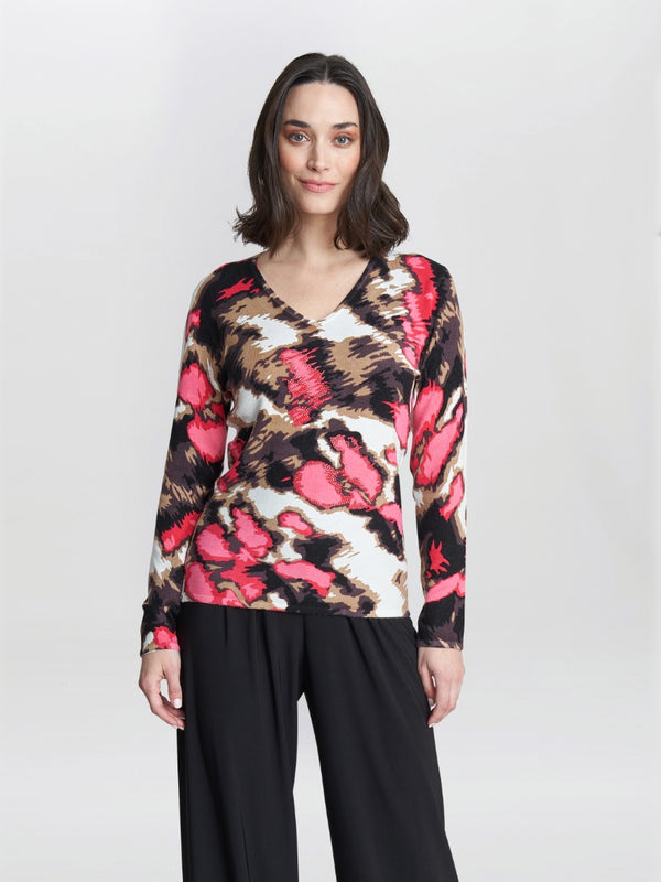 gina bacconi Mazie abstract pink leopard diamante jumper