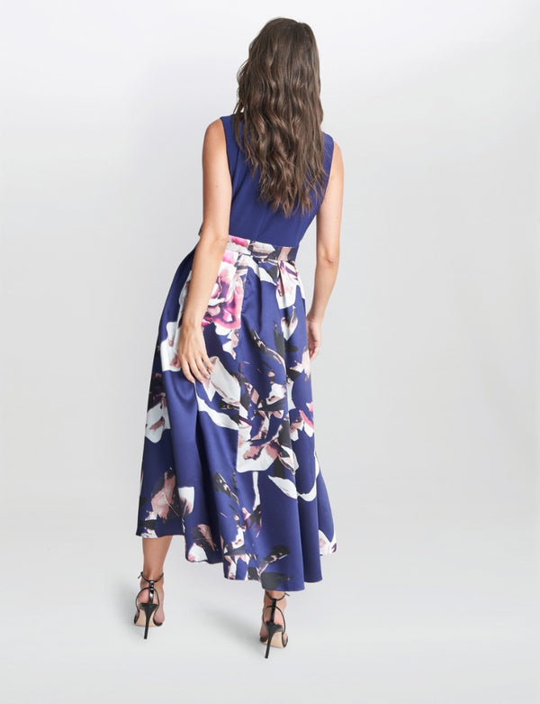 Gina Bacconi Megan Sleeveless Floral High Low Dress