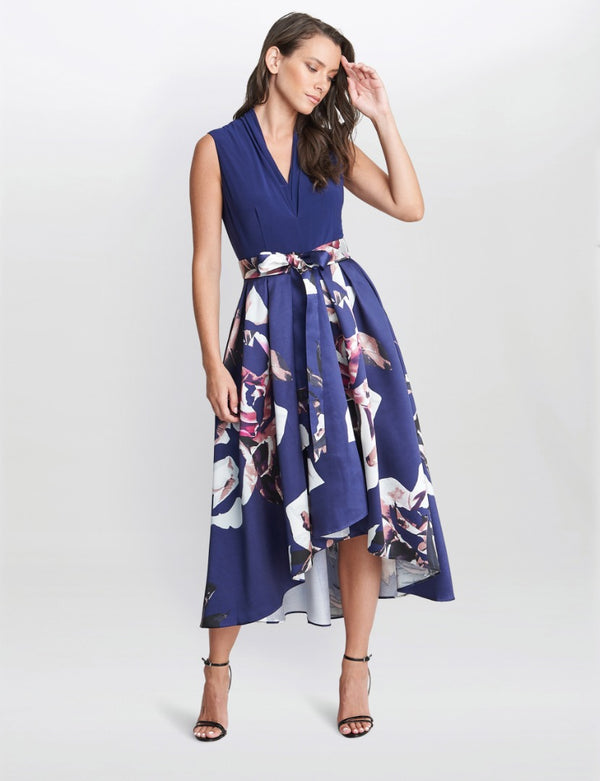 Gina Bacconi Megan Sleeveless Floral High Low Dress