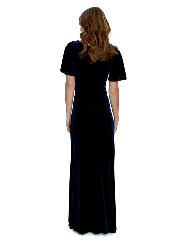 Gina Bacconi Minka Velvet Maxi Dress With Cowl Neck Navy