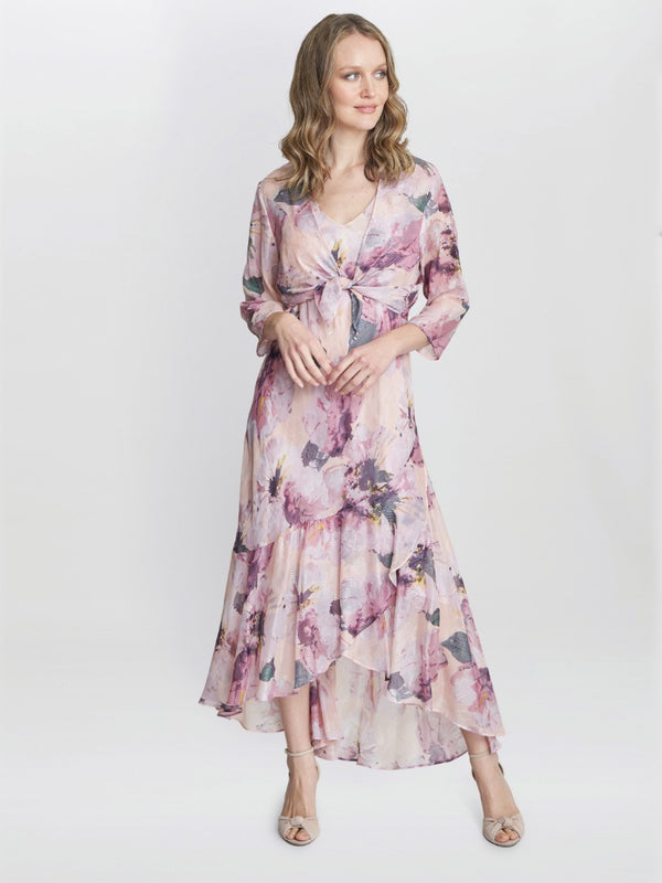 Gina Bacconi Nadia Midi Length Chiffon Printed Dress And Jacket