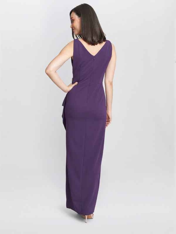 Gina Bacconi Neena V Neck Tulip Gown With Embellishment