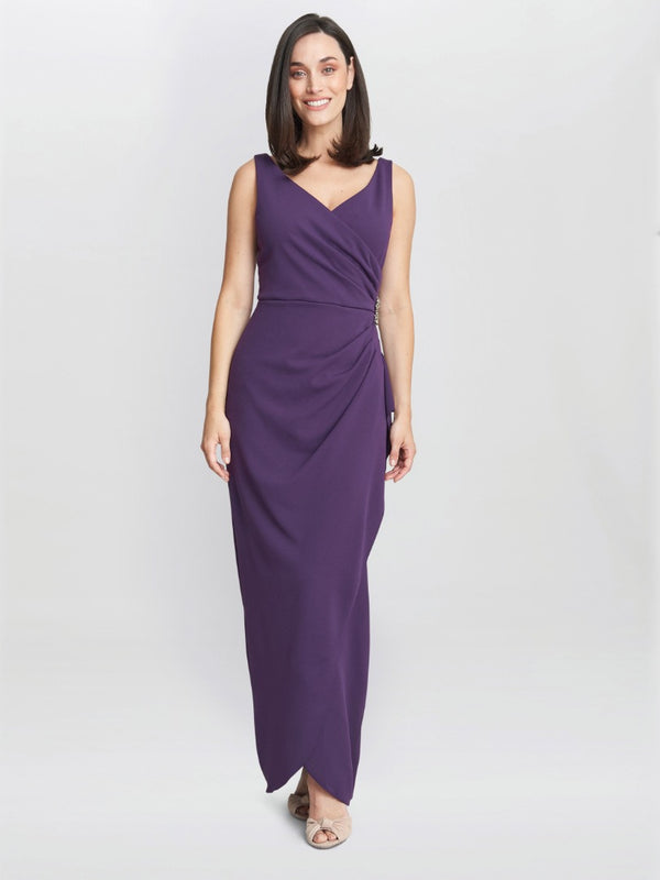Gina Bacconi Neena V Neck Tulip Gown With Embellishment