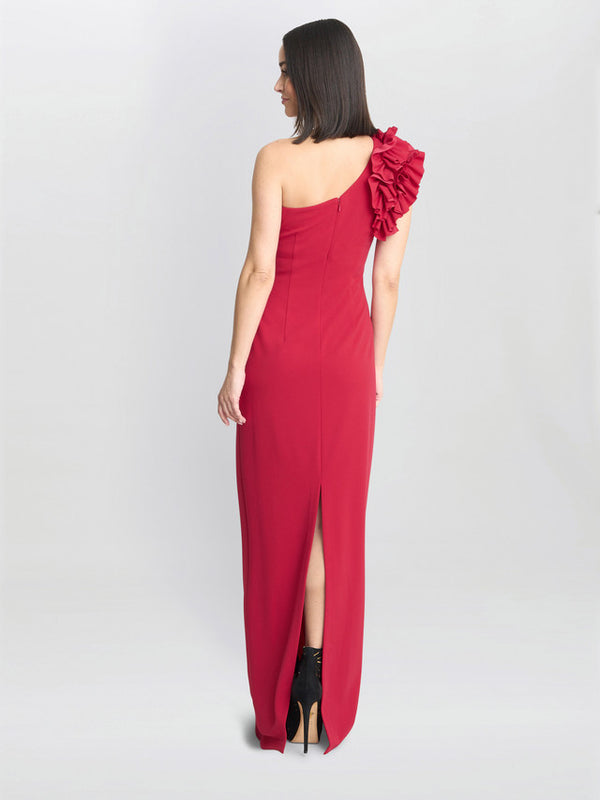 Gina Bacconi Nicole Ruffled One Shoulder Maxi Dress