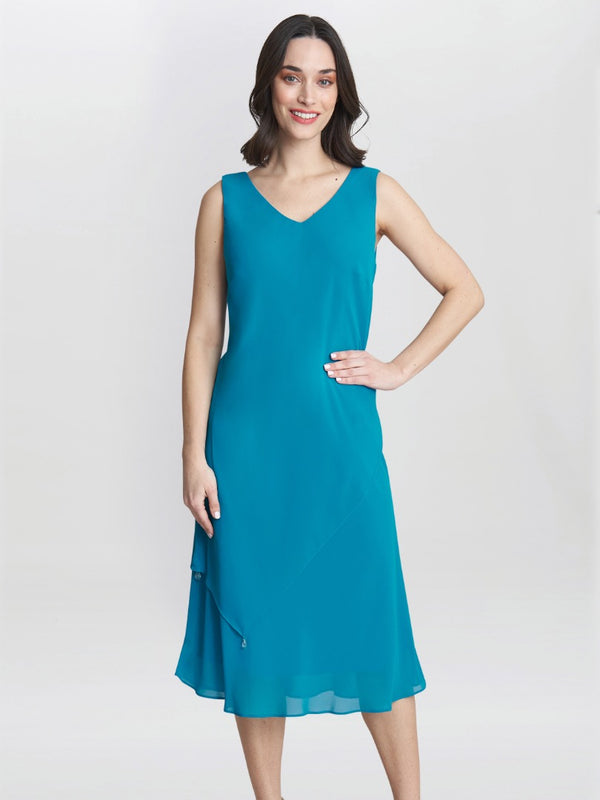 Gina Bacconi Rita 2 Piece Tiered Dress And Jacket BLUE