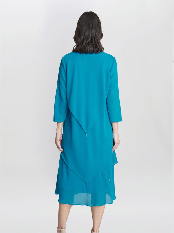 Gina Bacconi Rita 2 Piece Tiered Dress And Jacket BLUE