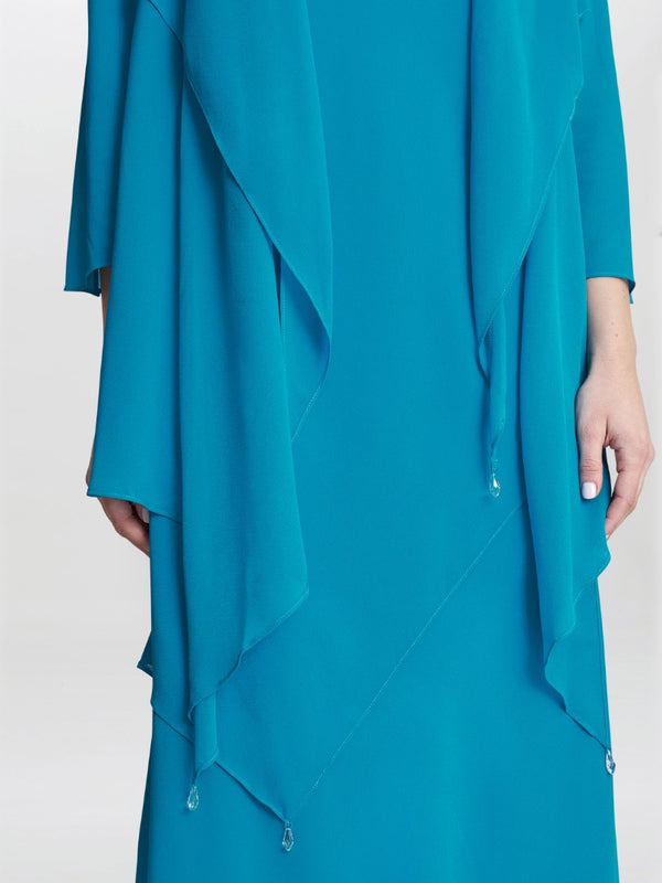 Gina Bacconi Rita 2 Piece Tiered Dress And Jacket BLUE