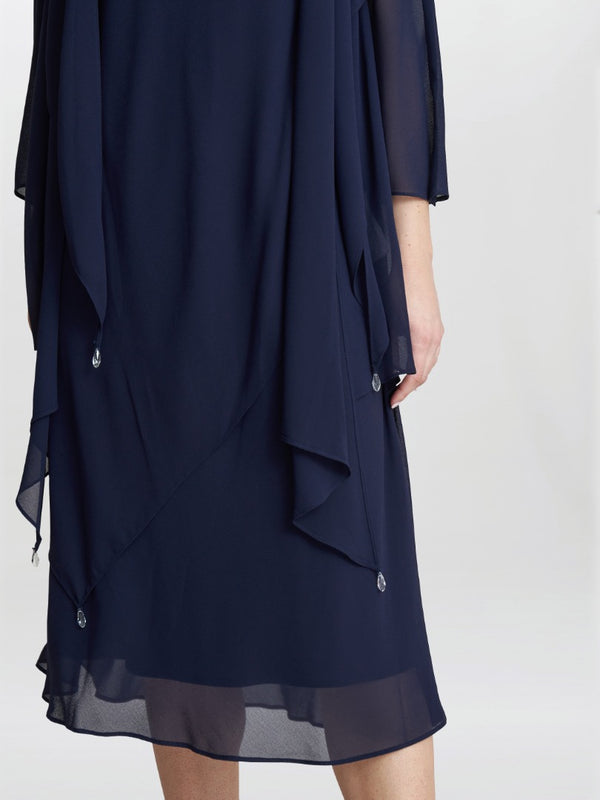 Gina Bacconi Rita 2 Piece Tiered Dress And Jacket NAVY