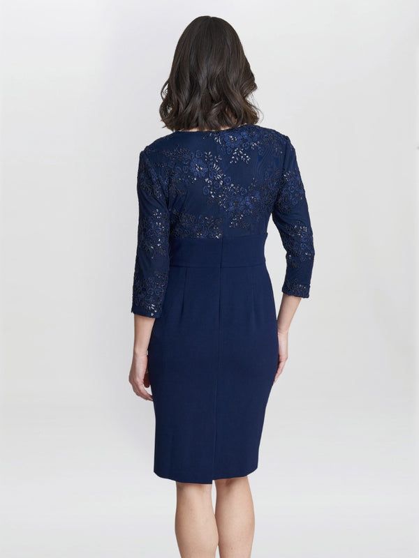 Gina Bacconi Robyn Petite Embroidered Dress With Tie Belt