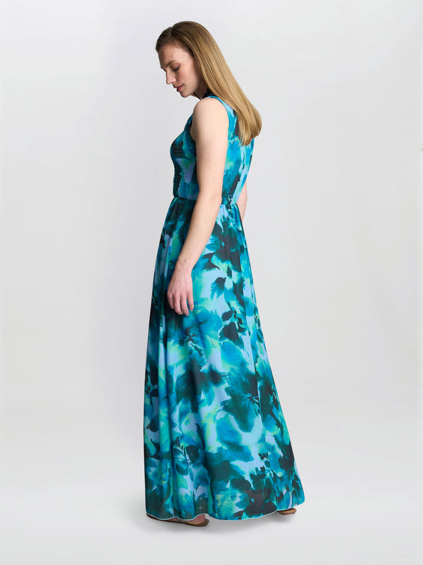 Gina Bacconi Roxanna Sleeveless Shired Top Dress Blue