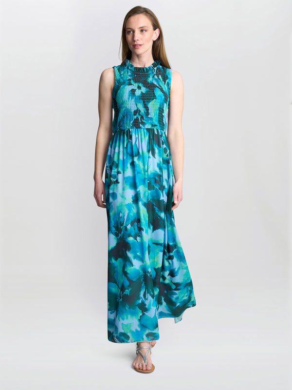 Gina Bacconi Roxanna Sleeveless Shired Top Dress Blue