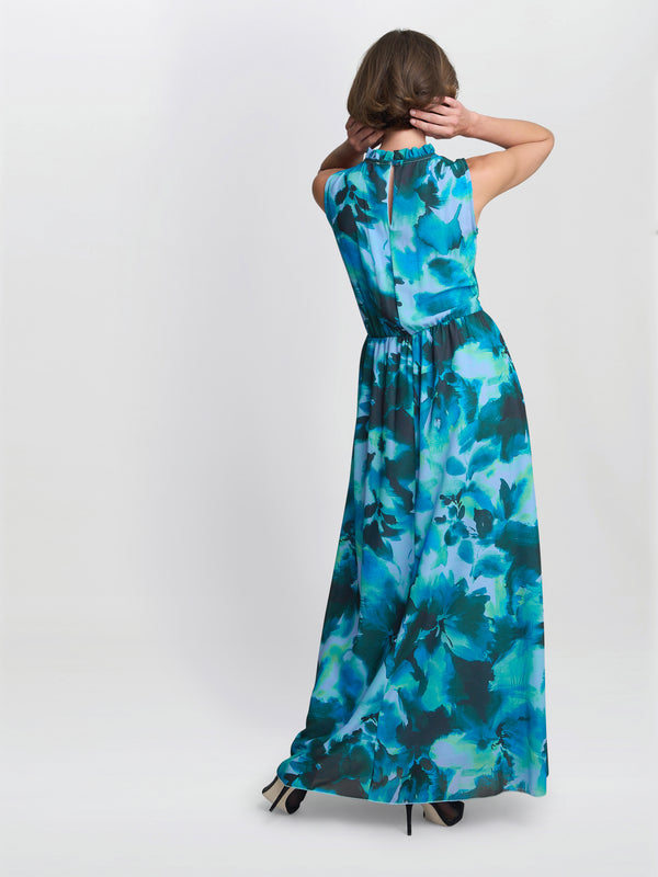 Gina Bacconi Roxanna Sleeveless Shired Top Dress Blue