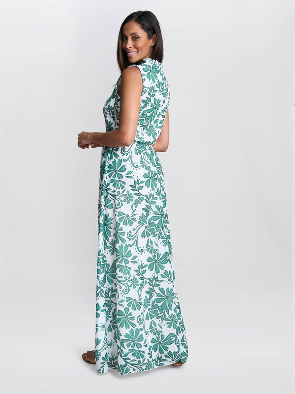 Gina Bacconi Roxanna Sleeveless Shired Top Dress Green