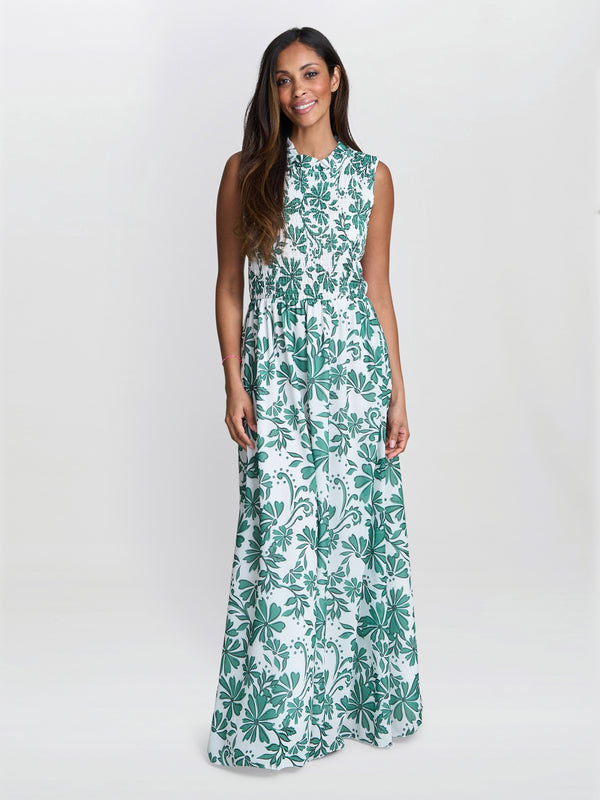 gina bacconi Roxanna sleeveless shired top dress Green