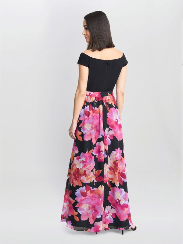Gina Bacconi Ruth Printed Maxi Dress With Jersey Bodice