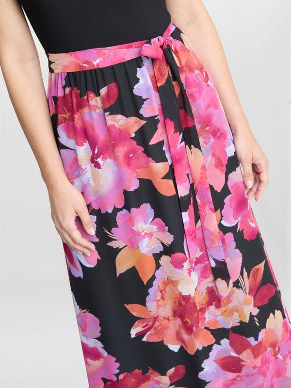 Gina Bacconi Ruth Printed Maxi Dress With Jersey Bodice