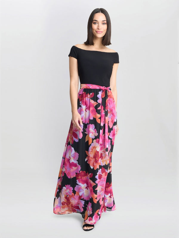 Gina Bacconi Ruth Printed Maxi Dress With Jersey Bodice