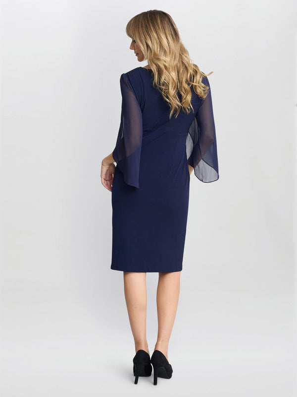 Gina Bacconi Ryder Jersey And Chiffon Wrap Dress Navy