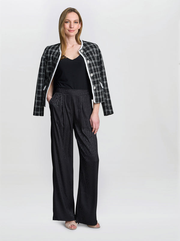 Gina Bacconi Sabine Satin Jacquard Pull On Trouser Black