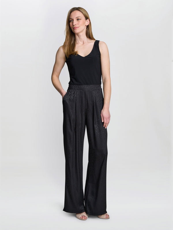 gina bacconi Sabine satin jacquard pull on trouser Black