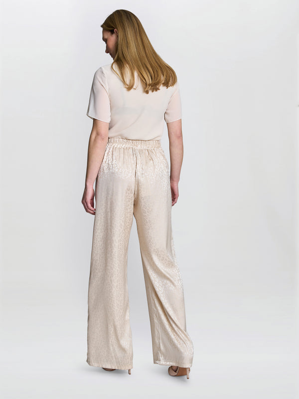 Gina Bacconi Sabine Satin Jacquard Pull On Trouser Cream