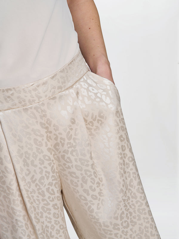 Gina Bacconi Sabine Satin Jacquard Pull On Trouser Cream