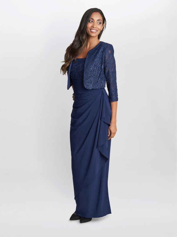 gina bacconi Sadira maxi lace bolero dress with jacket