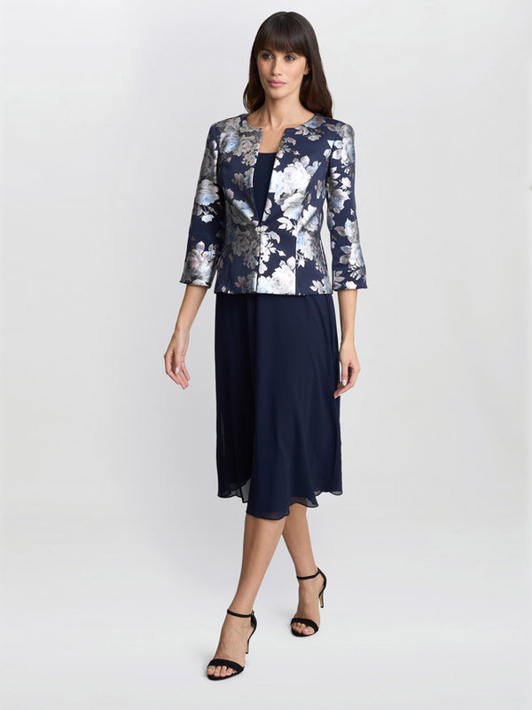 Gina Bacconi Sandra Floral Print Jacquard Jacket And Dress