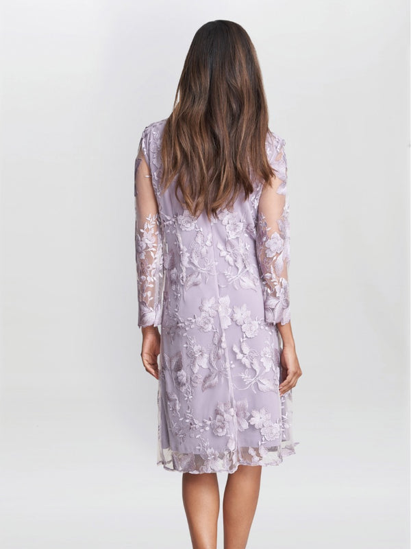 Gina Bacconi Savoy Embroidered Lace Mock Jacket With Jersey Dress ORCHID MIST