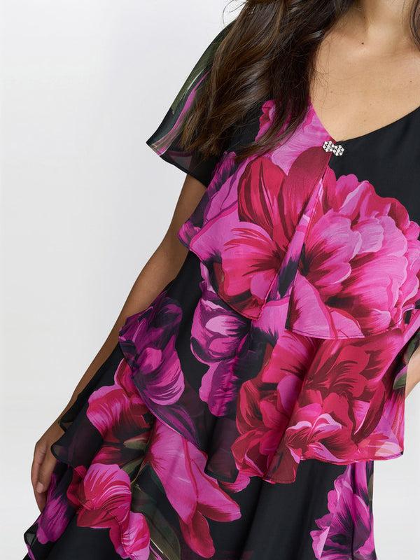 Gina Bacconi Skylar Short Printed Floral Tier Dress