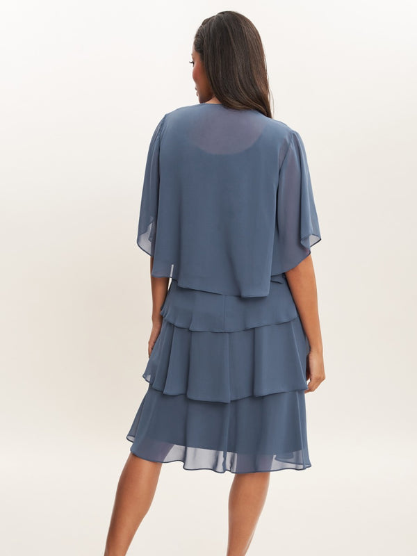 Gina Bacconi Toni Layered Scoop Cocktail Dress And Jacket