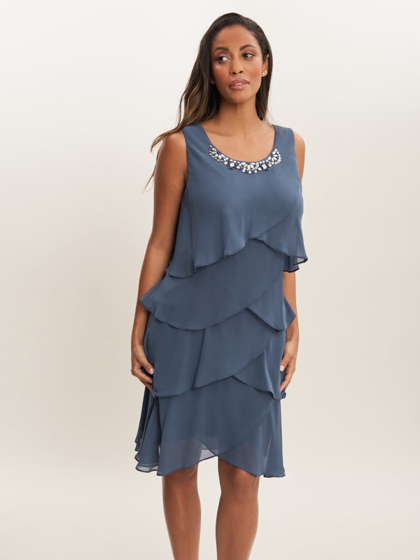 Gina Bacconi Toni Layered Scoop Cocktail Dress And Jacket