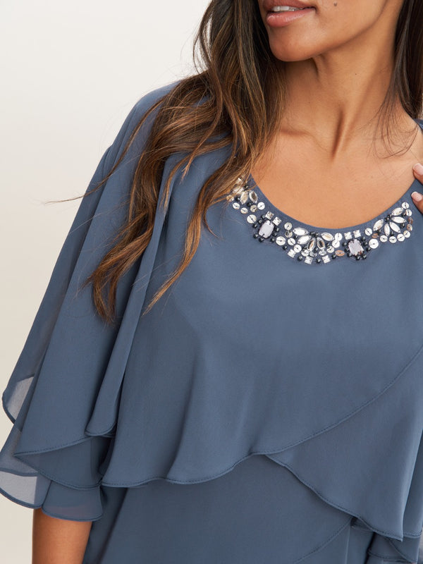 Gina Bacconi Toni Layered Scoop Cocktail Dress And Jacket