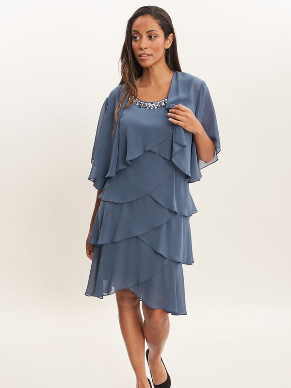 gina bacconi Toni layered scoop cocktail dress and jacket