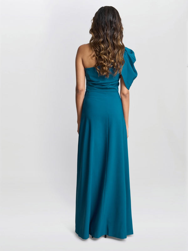 Gina Bacconi Tori One Shoulder Stretch Crepe Maxi Dress