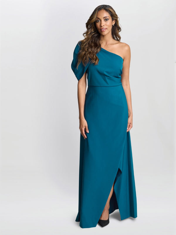 gina bacconi Tori one shoulder stretch crepe maxi dress