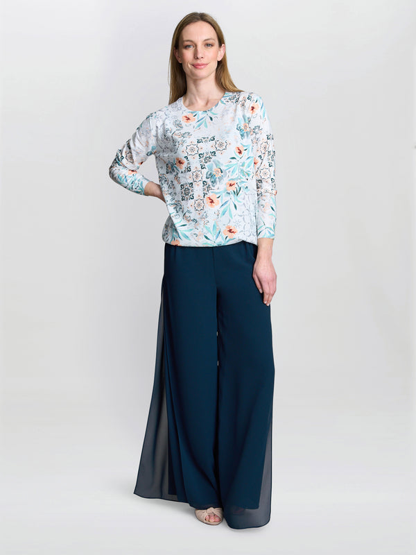 Gina Bacconi Violetta Floral Print Sweater With Diamante Details