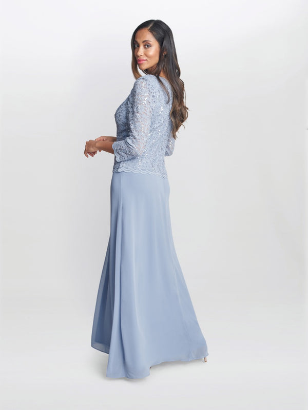 Gina Bacconi Virginia Maxi Lace Dress With Chiffon Skirt