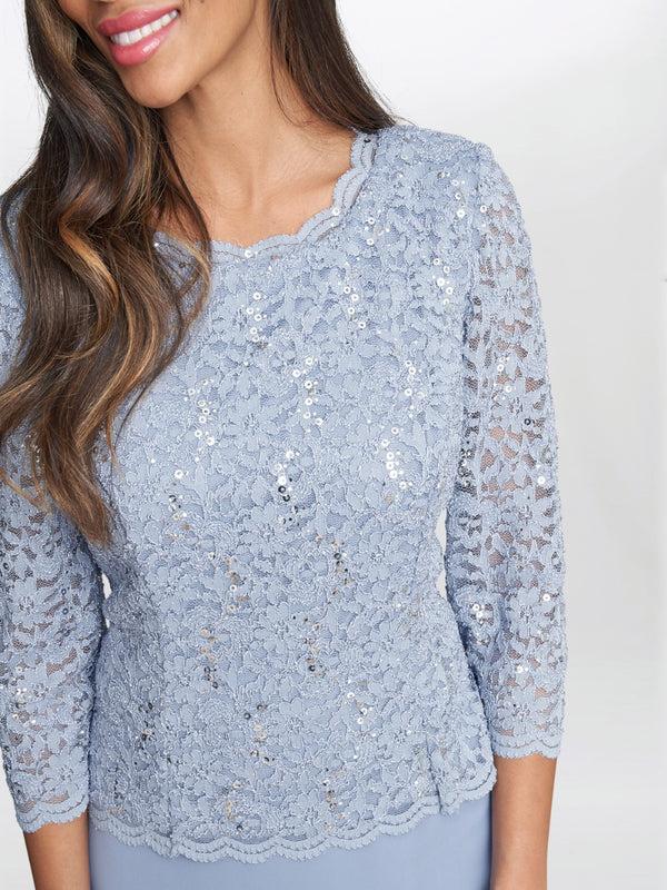 Gina Bacconi Virginia Maxi Lace Dress With Chiffon Skirt