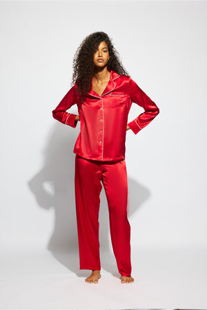 Ginia Fine Finishes Pyjama Chilli Red With Candy Pink