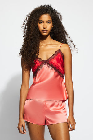 Ginia Billie Silk Cami Dusty Rose / Chilli Red