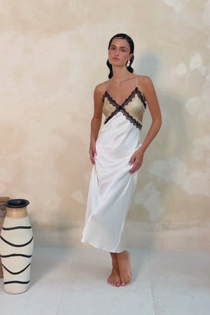 Ginia Billie Slip Gold/Cream