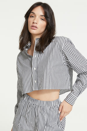 Ginia Franca Stripe Crop Shirt