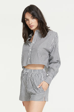 Ginia Franca Stripe Crop Shirt