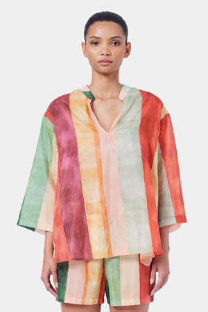 ginia Laos Stripe Cotton Tunic Dress