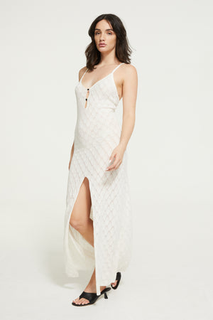 Ginia Leaf Knit Midi Dress