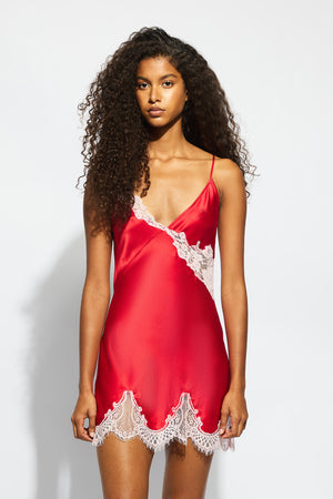Ginia Minx Chemise Chilli Red With Candy Pink