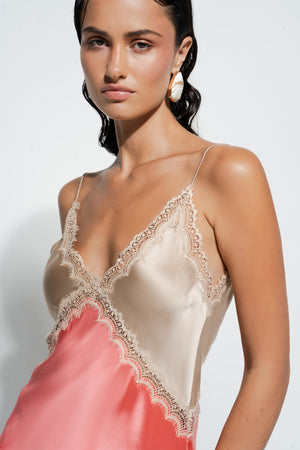 Ginia Sadie Chemise Coral/Almond