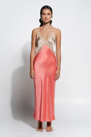 Ginia Sadie Dress Coral/Almond
