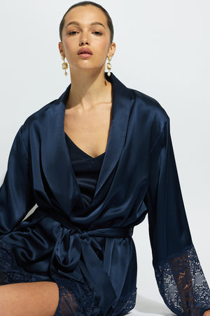 ginia Silk Lace Robe